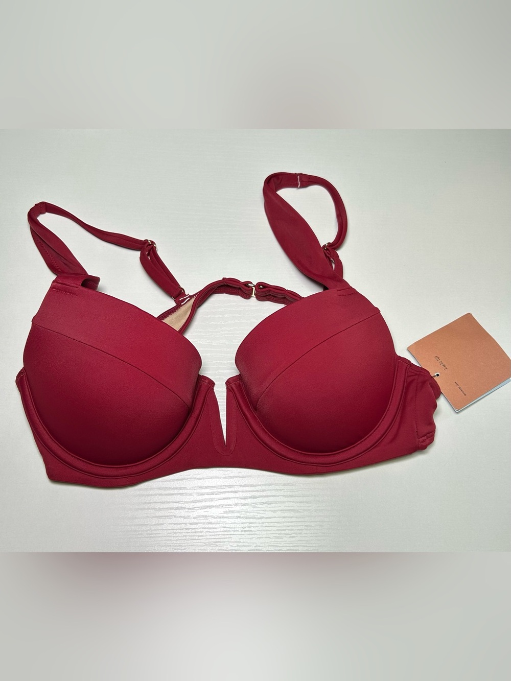 Light Lift Underwire Bikini Top Shade & Shore Dark Red Adjustable Strap 34B NWT